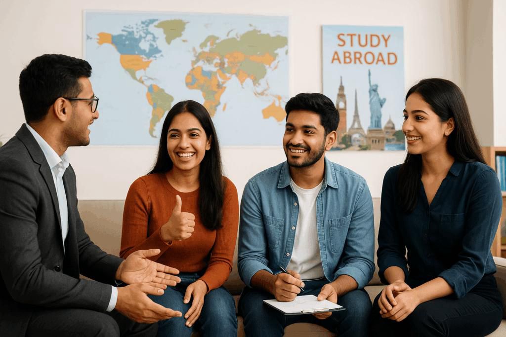 Students in a study-abroad counselling session
